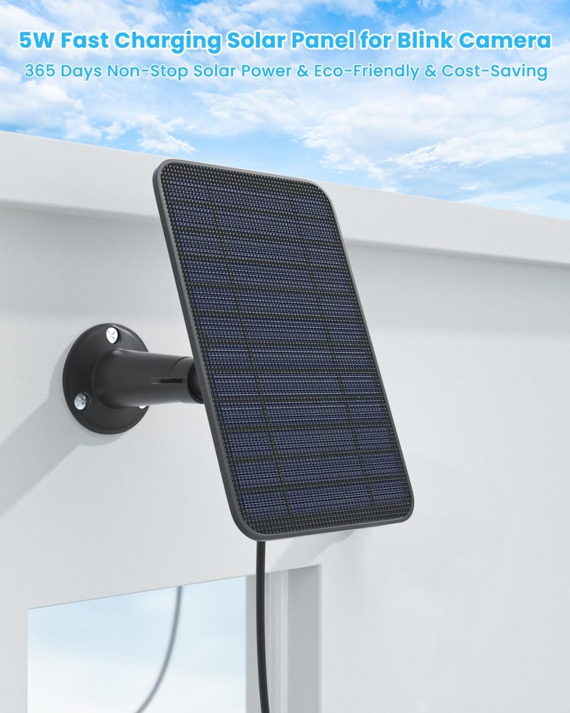 WININMETA 5W Solar Panel for Blink Camera Outdoor, Solar Panel Charger with Battery Compatible with New Blink Outdoor 4 (4th Gen) Camera, with 13.1ft Cable, IP65 Weatherproof, Includes Secure Wall Mount, 2 Pack - Image 4